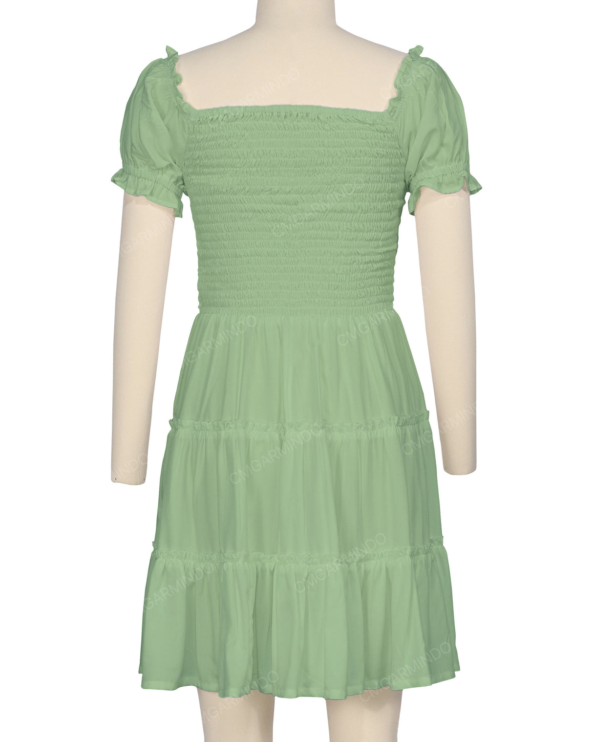 Puff Sleeve Shirred Dress
