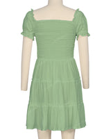 Puff Sleeve Shirred Dress