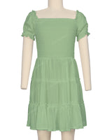 Puff Sleeve Shirred Dress