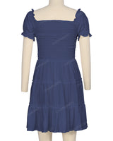 Puff Sleeve Shirred Dress