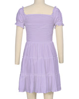 Puff Sleeve Shirred Dress