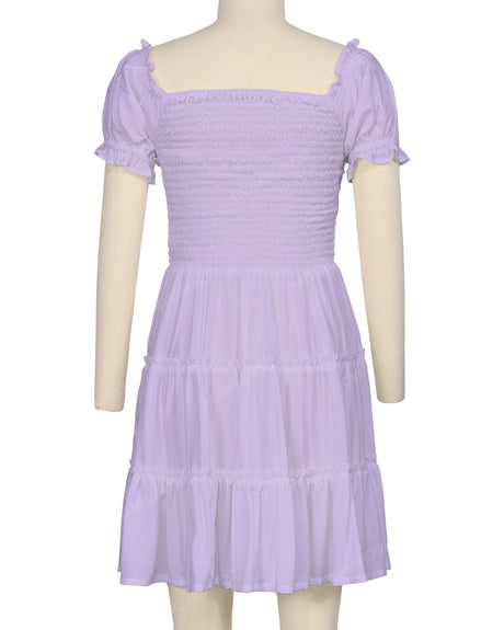 Puff Sleeve Shirred Dress