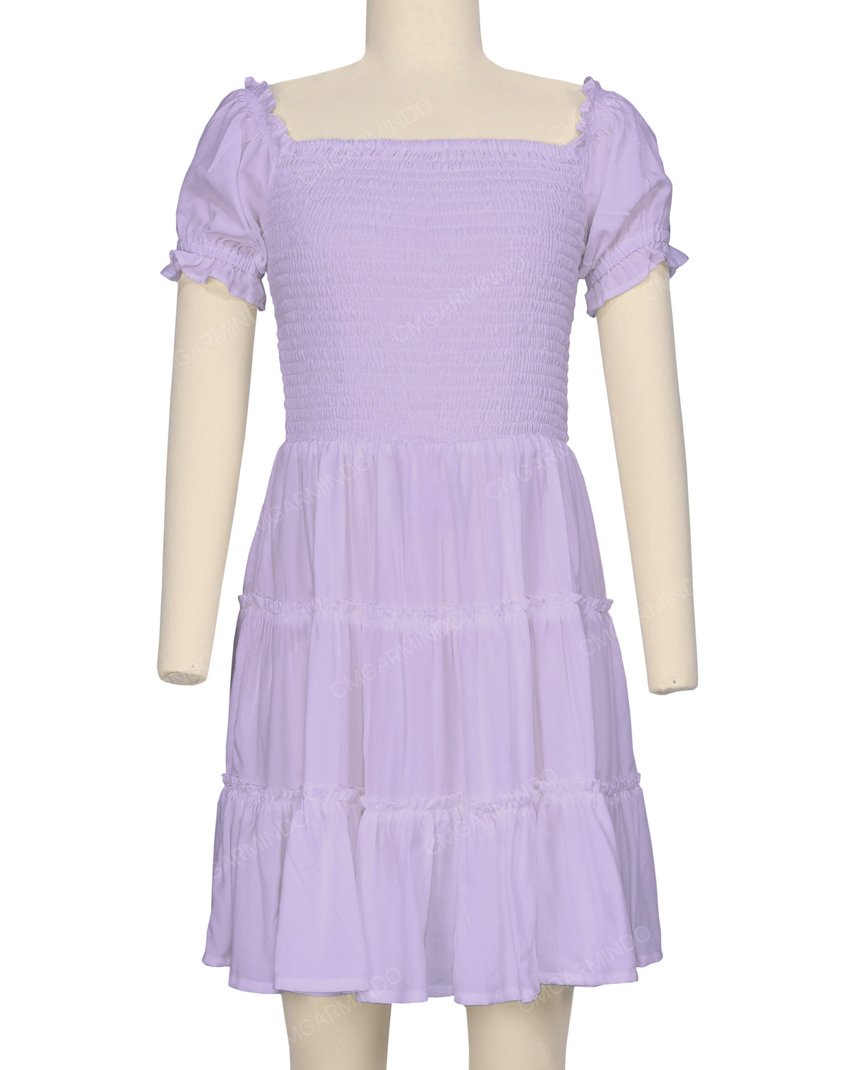 Puff Sleeve Shirred Dress