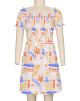 Puff Sleeve Shirred Dress