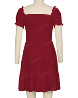 Puff Sleeve Shirred Dress