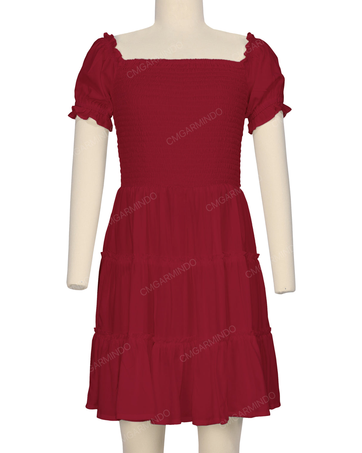 Puff Sleeve Shirred Dress