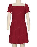 Puff Sleeve Shirred Dress