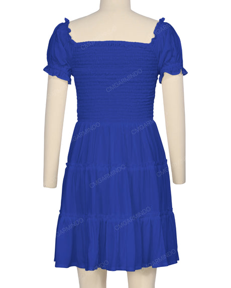 Puff Sleeve Shirred Dress