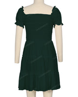 Puff Sleeve Shirred Dress