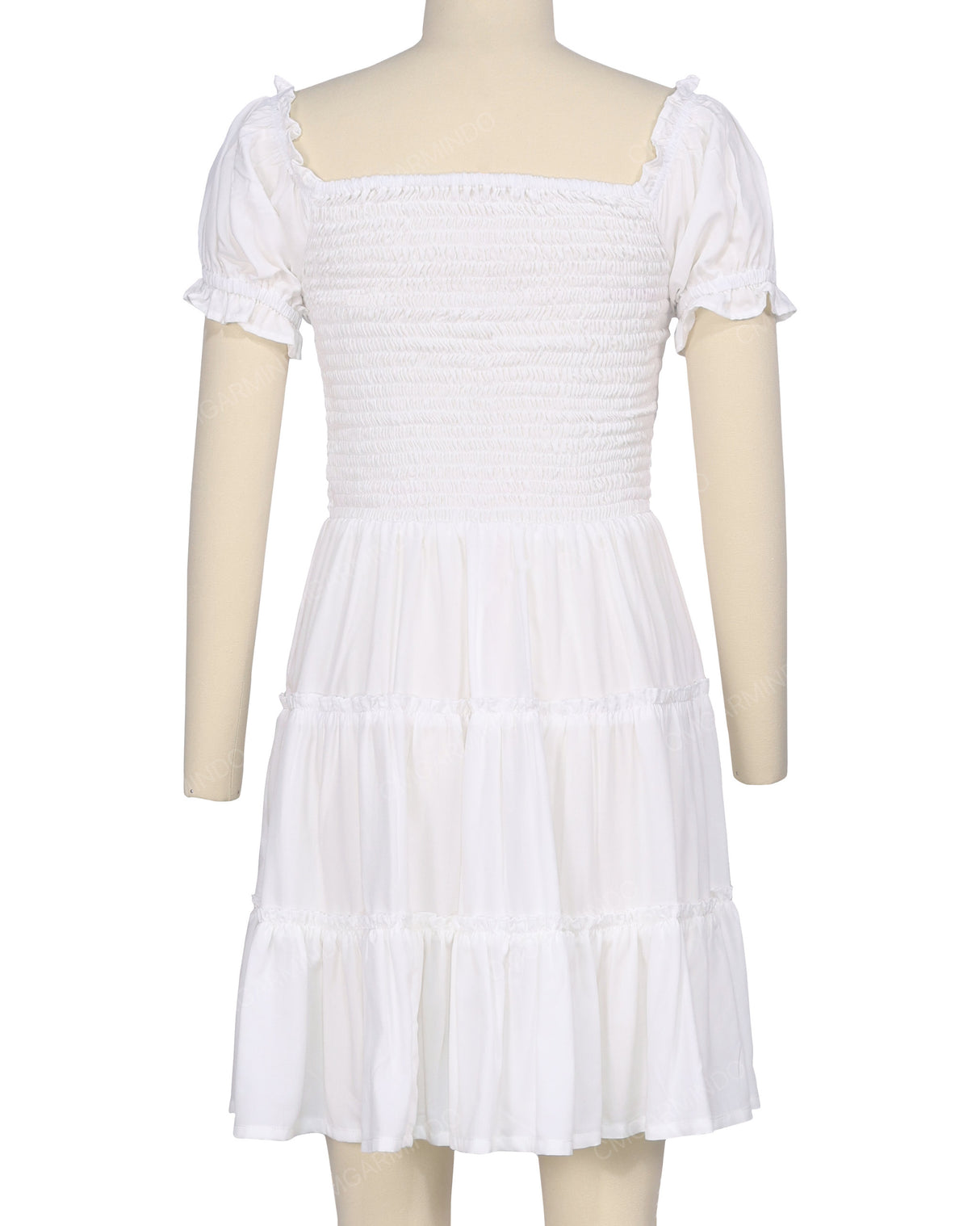 Puff Sleeve Shirred Dress