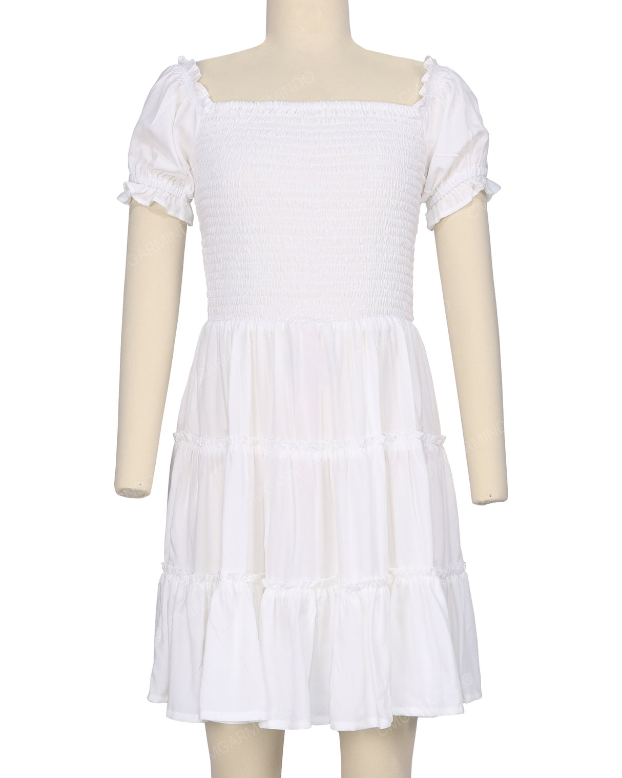 Puff Sleeve Shirred Dress