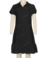 Puff Sleeve Ruffle Hem Polo Dress