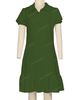 Puff Sleeve Ruffle Hem Polo Dress