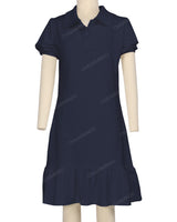 Puff Sleeve Ruffle Hem Polo Dress