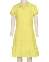 Puff Sleeve Ruffle Hem Polo Dress