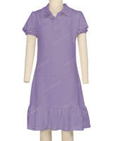 Puff Sleeve Ruffle Hem Polo Dress