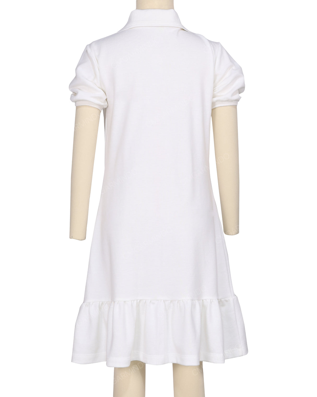 Puff Sleeve Ruffle Hem Polo Dress