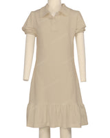 Puff Sleeve Ruffle Hem Polo Dress