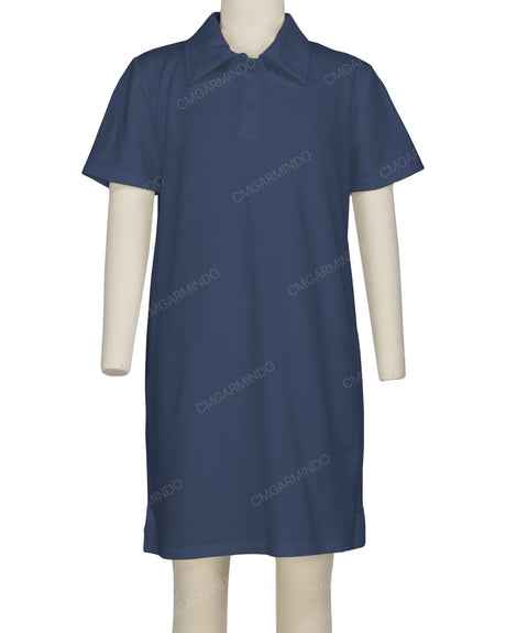 Puff Sleeve Ruffle Hem Polo Dress