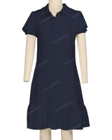 Puff Sleeve Ruffle Hem Polo Dress