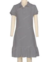 Puff Sleeve Ruffle Hem Polo Dress