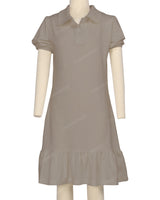 Puff Sleeve Ruffle Hem Polo Dress