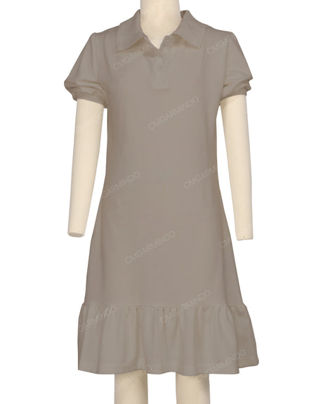 Puff Sleeve Ruffle Hem Polo Dress