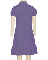 Puff Sleeve Ruffle Hem Polo Dress