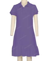 Puff Sleeve Ruffle Hem Polo Dress
