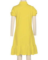Puff Sleeve Ruffle Hem Polo Dress