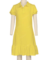 Puff Sleeve Ruffle Hem Polo Dress