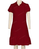 Puff Sleeve Ruffle Hem Polo Dress