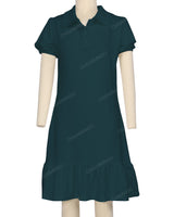 Puff Sleeve Ruffle Hem Polo Dress