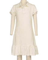 Puff Sleeve Ruffle Hem Polo Dress