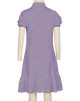 Puff Sleeve Ruffle Hem Polo Dress