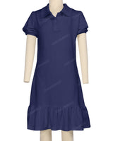 Puff Sleeve Ruffle Hem Polo Dress