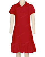 Puff Sleeve Ruffle Hem Polo Dress