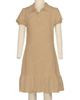 Puff Sleeve Ruffle Hem Polo Dress