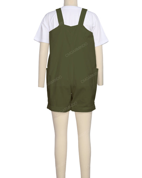 Wide Strap Overall Romper