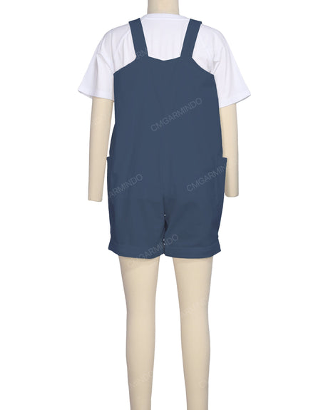 Wide Strap Overall Romper