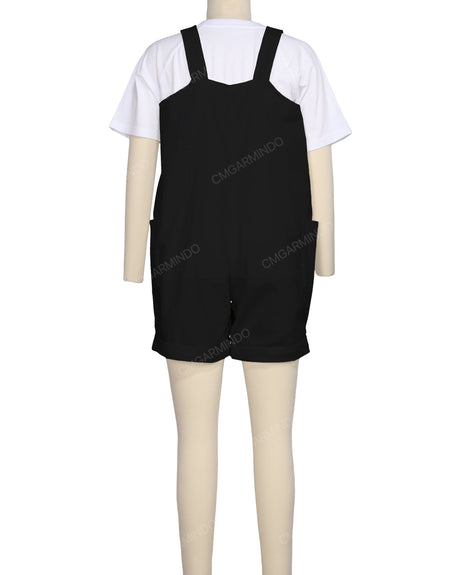 Wide Strap Overall Romper