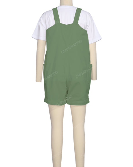 Wide Strap Overall Romper
