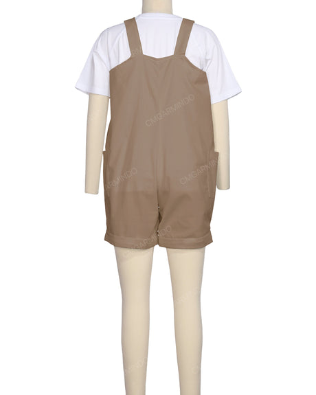 Wide Strap Overall Romper