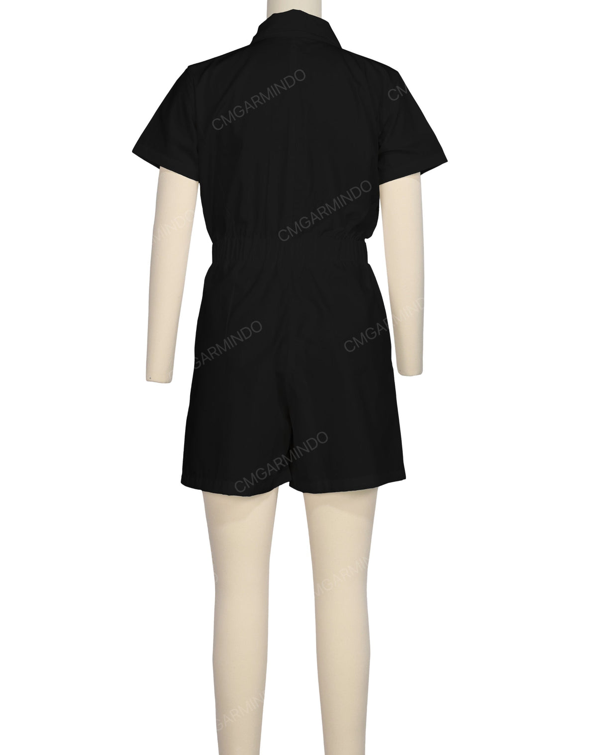 Short Sleeve Elastic Waist Jumpsuit