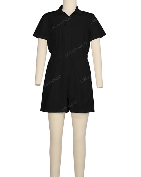 Short Sleeve Elastic Waist Jumpsuit
