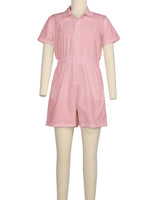 Short Sleeve Elastic Waist Jumpsuit
