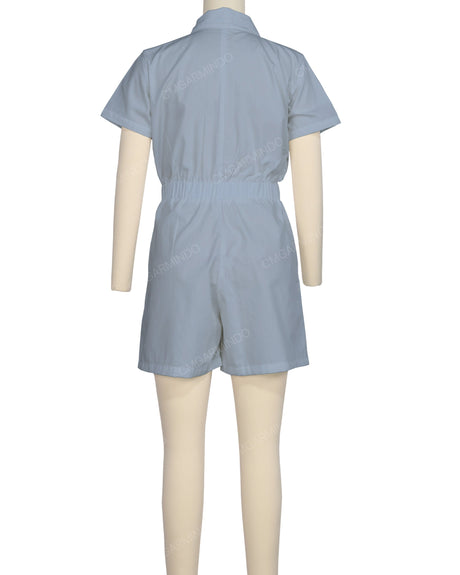 Short Sleeve Elastic Waist Jumpsuit