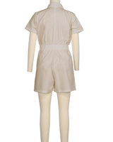 Short Sleeve Elastic Waist Jumpsuit