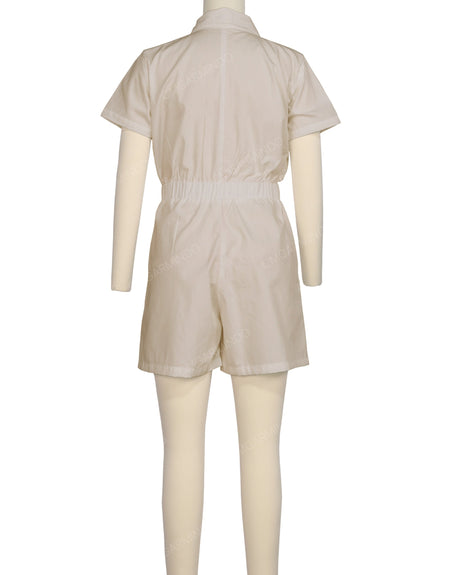 Short Sleeve Elastic Waist Jumpsuit