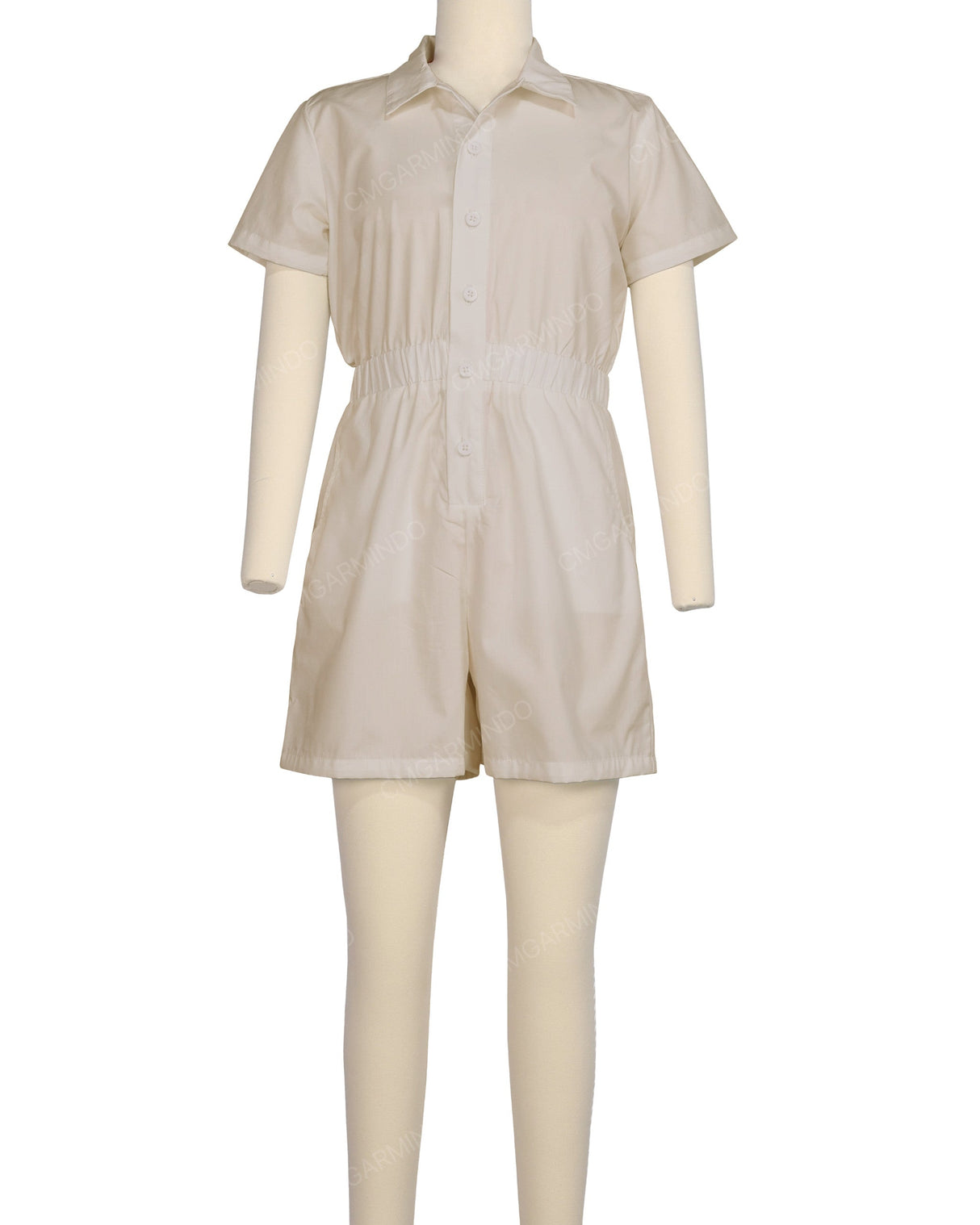 Short Sleeve Elastic Waist Jumpsuit